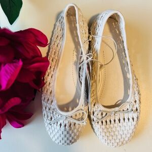 Zara Little Missy Braided Round Toe Ballerinas with Bow Accent